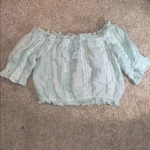 Light Blue Off the shoulder crop top